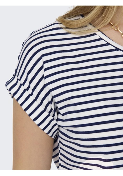 Only Onlmoster Strıpe S/s O-neck Top Jrs Noos Kadın Beyaz Bluz - 15206243 Beyaz