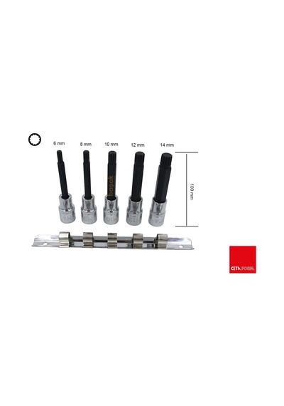 Ceta Form 1/2" M6-14 Xzn Uçlu 12 Köşe Uzun Lokma Takımı C28s-rx5l
