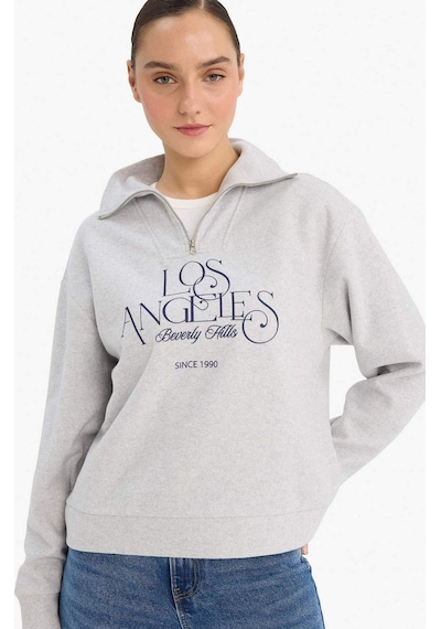 Defacto Regular Fit Yarım Fermuarlı Baskılı Sweatshirt G6692ax25wngr93 Gri-gr93 Defacto Regular Fit Yarım Fermuarlı Baskılı Sweatshirt G6692ax25wngr93 Gri-gr93