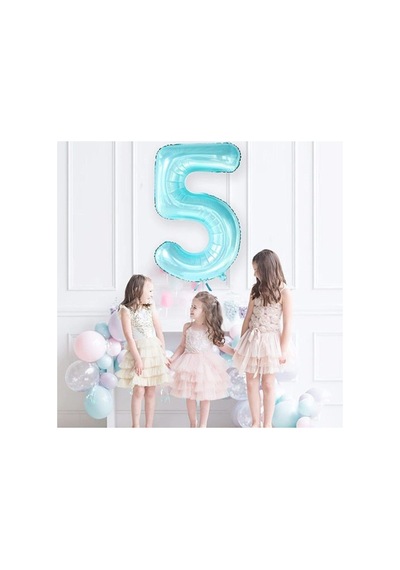 8 Rakam Pastel Mavi Folyo Balon 76 Cm Mavi