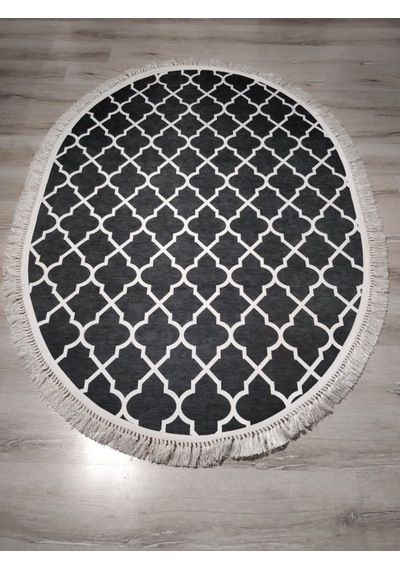 Yamalıhome Angel 1498-00 Fas Vezir Siyah 120X180 Cm Saçaklı Oval