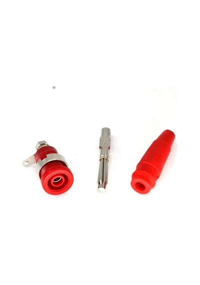 4mm Banana Silikonlu Ve 4mm Korumalı Born Takım Kırmızı
