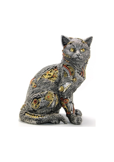 4 Adet Steampunk Kedi Figürü Polyester Dekoratif Heykelcik, Masaüstü Süs, Ev Ofis Aksesuarı, Steampunk Cat Ornament 1