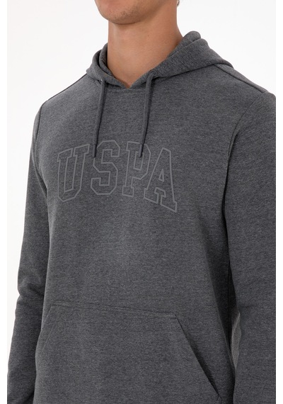 U.S. Polo Assn. Erkek Regular Fit Kapüşonlu Antrasit Melanj Basic Sweatshirt 50315663-VR081