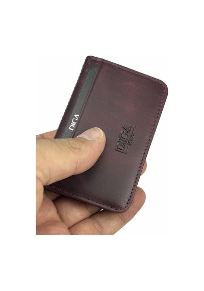 Dianziye Diga 1169 Hakiki Deri Minimal Kartlık Bordo Kırmızı