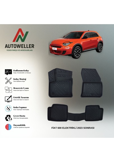 Fiat 600 Elektrikli 2023 Sonrası Uyumlu Havuzlu Oto Paspas