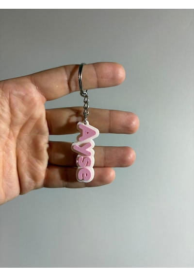 Kişiye Özel İsimli Suluk Anahtarlığı / 3d Baskı Açık Pembe
