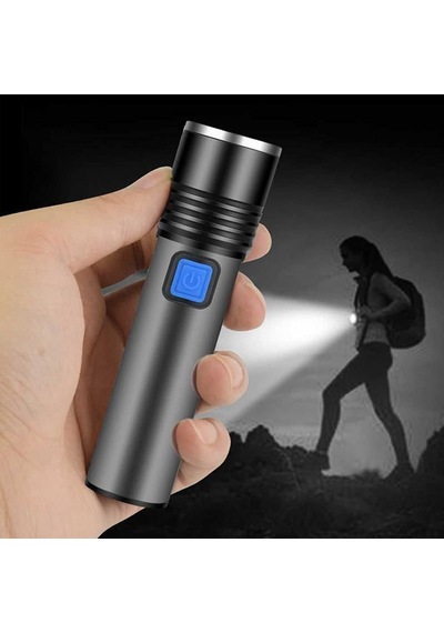 Ht-015 Mini Profesyonel Ultra Güçlü T6 Led Zoom'lu El Feneri 350 Siyah