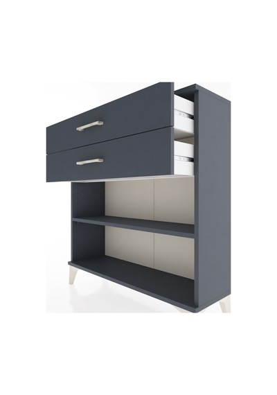 Arges Şifonyer Tek Raflı 2 Çekmeceli 88x30x96 Antrasit-antrasit Antrasit