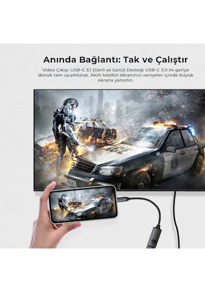 Solke Usb-c To Hdmı Adaptör 0.2 Metre 4k 60hz 18gbps Type-c To Hdmı Çevirici Örgülü Alüminyum