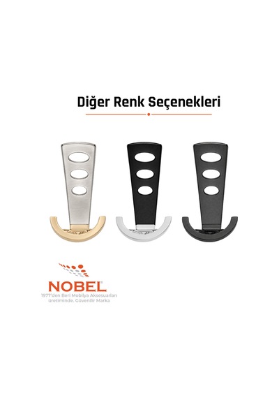Bemol Lüks Portmanto Askı, Metal, Vestiyer Askı, 185 Gr, Dolap Askılık, Duvar Askılığı, Krom-siyah Vidalı 5 Adet