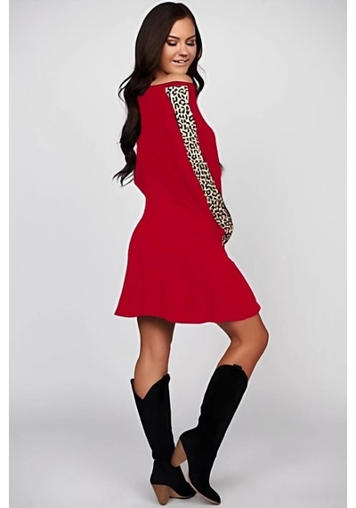 Defymoda Kadın Uzun Kollu Bisiklet Yaka Kollar Leopar Detay Iki Iplik Mini Boy Elbise Bordo Defymoda Kadın Uzun Kollu Bisiklet Yaka Kollar Leopar Detay Iki Iplik Mini Boy Elbise Bordo