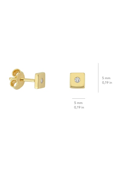 14 Ayar Altın Tek Taşlı Kare Küpe 0,91 Gr-5131
