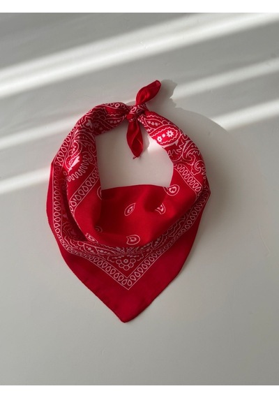 My Vintage Pamuklu Kaymaz Terletmez Bandana Fular Kırmızı