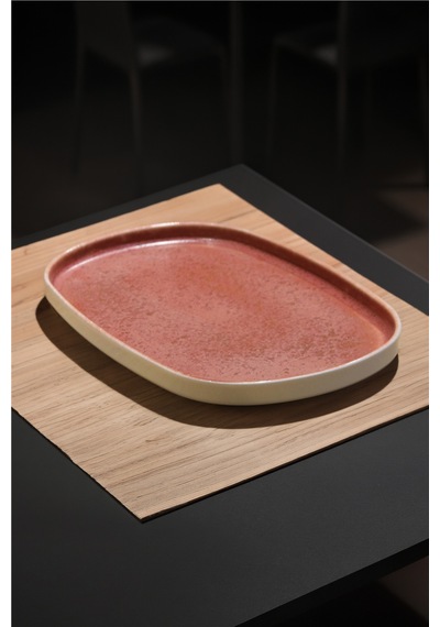 Elipse Shape Rosa Oval Tabak 30 Cm Şık Ve Modern Porselen Servis Tabağı Beyaz