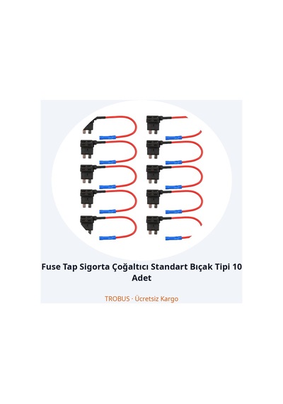 Trobus Fuse Tap Sigorta Çoğaltıcı Standart Bıçak Tipi 10 Adet Diğer