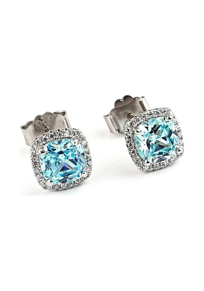 Sky Diamond Blue Aquamarin Taşlı 925 Ayar Gümüş Küpe