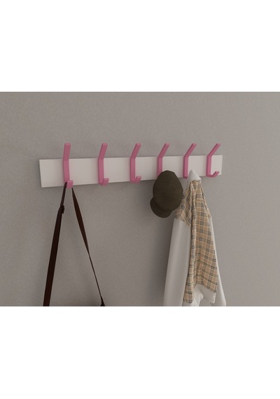 Hepsi3boyutlu Modern Duvar & Kapı Kanca Askılık - 6 Adet Pembe Kanca Askılık - Model No : 1 Pembe