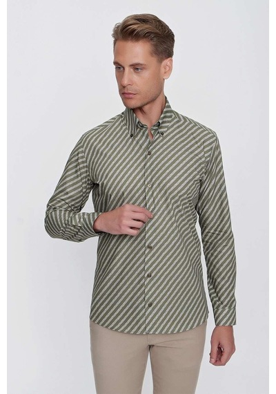 Efor G 1517 Slim Fit Haki Spor Gömlek Haki