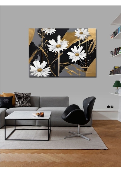 Kanvas Tablo Beyaz Papatyalar 70cmx100cm