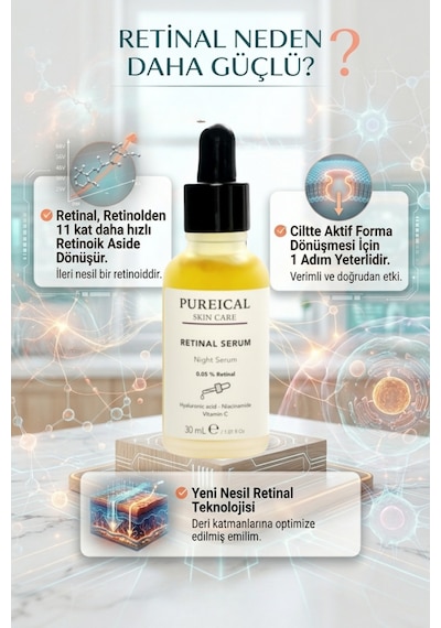 Pureical Retinal Serum Leke Karşıtı, Kırışıklık Karşıtı Anti Aging Gece Serumu