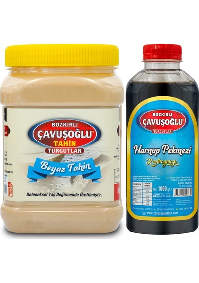 Bozkırlı Çavuşoğlu Kepeksiz Beyaz Tahin 930 G + Keçiboynuzu Harnup Pekmezi 1 KG