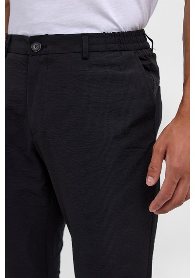 Süvari Siyah Slim Armürlü Jogger Pantolon