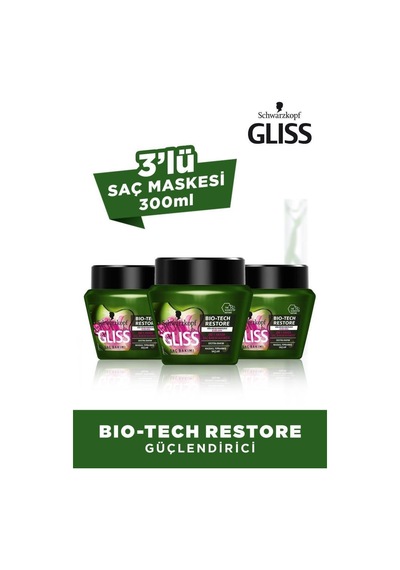 Gliss Bio Tech Saç Bakım Maskesi 3 x 300 ML