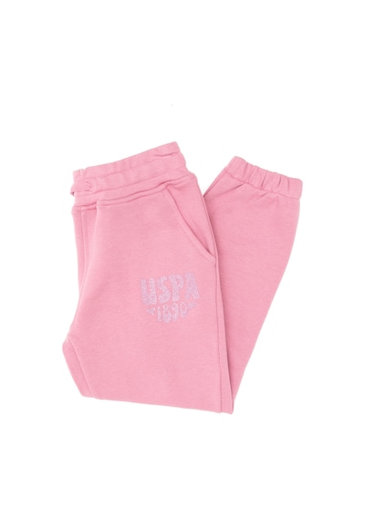 U.S. Polo Assn. Kız Çocuk Pembe Simli Baskı Detaylı Jogger Eşofman Altı 50316849-VR167