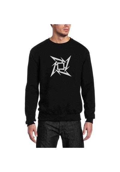 Metallica Logo Müzik Baskılı Siyah Erkek Örme Sweatshirt