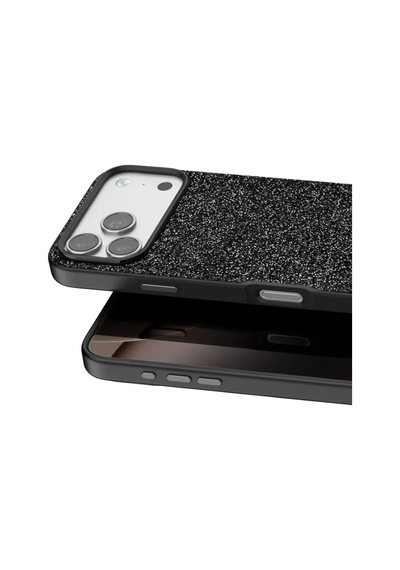 Onegif Apple iPhone Uyumlu  17 Pro Uyumlu Bright Simli Kapak - Siyah