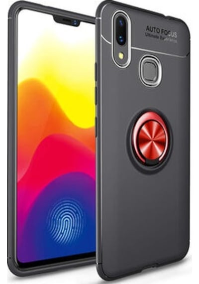 Xiaomi Mi Max 3 Kılıf Yüzüğü Stant Ve Araç Tutucu Olabilen Şık Esnek Premium Silikon Kapak Ryc/ravel Siyah - Kırmızı