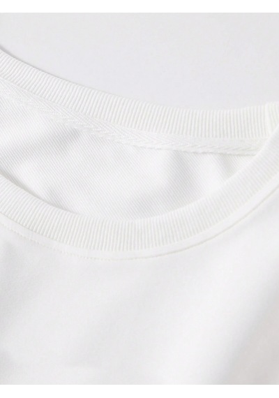 Adrift Letter & Tennis Racket Print Drop Shoulder Sweatshirt Beyaz Beyaz