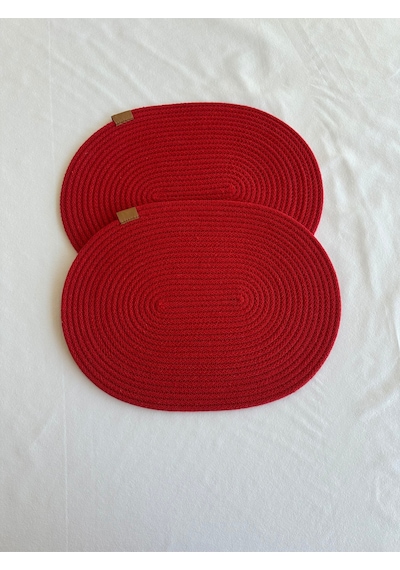 Jüt Amerikan Servis Sofra Altlığı, Masa Dekoru Supla Oval 30x40 8li Kırmızı
