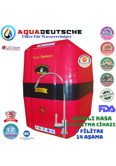 Elegance Kırmızı Siyah 12 Litre 7 Filtre 14 Aşama Su Arıtma Ci...
