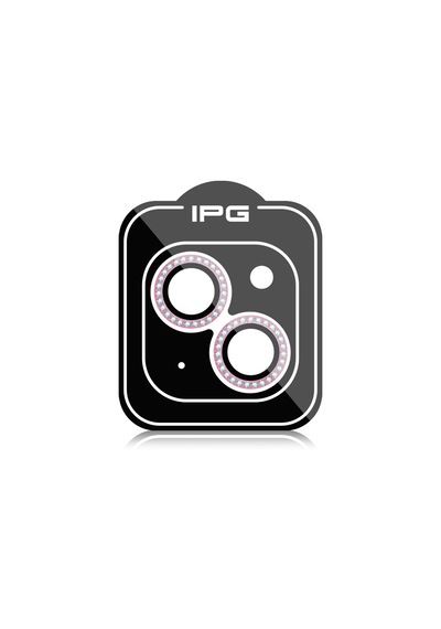Apple Uyumlu iPhone 14 / 14 Plus İçin Ipg Kamera Lens Koruyucu - Taşlı - Pembe