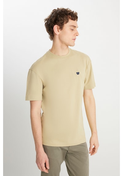 %100 Pamuk Relaxed Fit Geniş Kesim Minimal Logo Yeşil Tişört Seafoamgreen