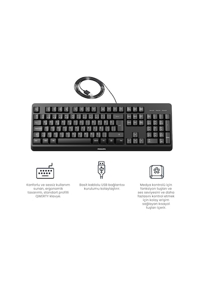 Philips SPK6207 Kablolu Türkçe Q Klavye Siyah