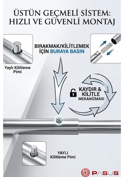 Yaşlı Ve Hasta Yatağı Tutunma Barı - Yataktan Kalkma Destek Korkuluğu - Paslanmaz Çelik Güvenlik Bariyeri Gri