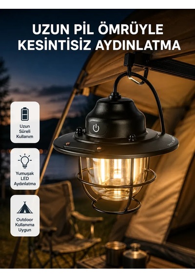 Outdoor Retro Kamp Işığı Uzun Ömürlü Pil Taşınabilir Suya Dayanıklı Standart