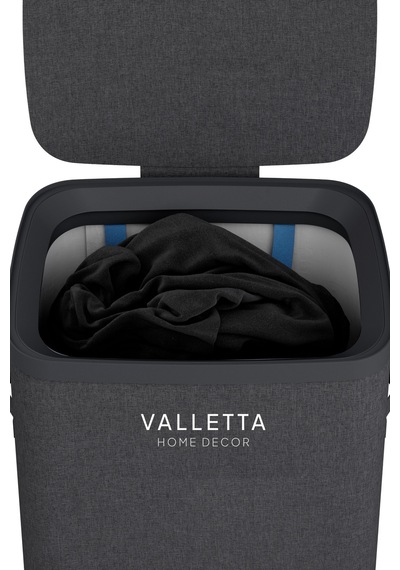 Paloma 60l Tek Yıkanabilir Bölmeli Katlanabilir Kumaş Kirli Çamaşır Sepeti Ink Black