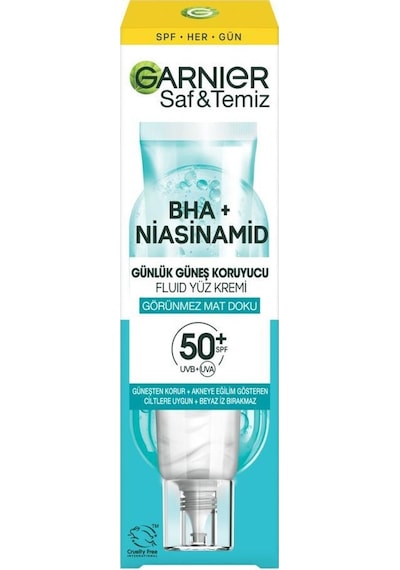 Garnier BHA + Niasinamid Fluid Günlük Güneş Koruyucu Yüz Kremi SPF50+ 40 ML
