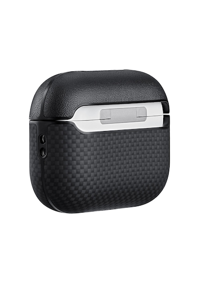 Apple Uyumlu AirPods Pro 3 Kılıf 1500d Aramid Fiber Pitaka Classic Serisi Black-grey Twill Kapak Siyah-gri Siyah - Gri