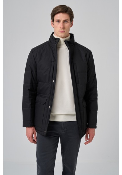 Morven Erkek Siyah Polyester Çıtçıtlı Kapüşonlu Mont 25ks024007001 Siyah Siyah
