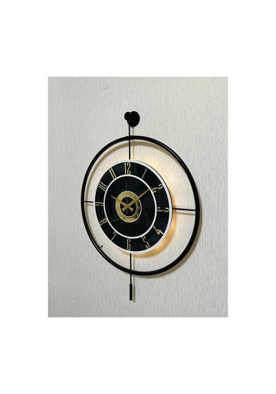 Pey Aksesuar Metal Camlı Duvar Saati 60x80 Cm Büyük Boy Işıklı Gerçek Cam Siyah-füme-beyaz-gold M61-siyah-füme-beyaz-gold