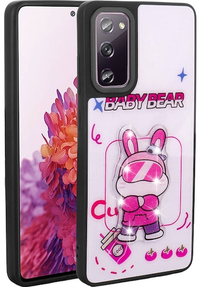 Zore Galaxy Uyumlu S20 Fe Kılıf Parlayan Kabartmalı İkonik Figürlü Amas Silikon Kapak - Beyaz