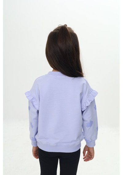 Toontoy Kız Çocuk Fantasy Çiçek Baskılı Sweatshirt Koyu Mavi