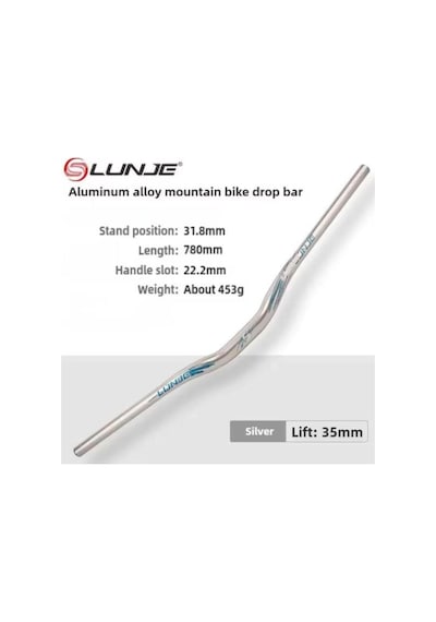 Lunje 78 Cm 35 Rise Açılı Alüminyum 31,8mm Mtb Freeride Gidon Bisiklet Gidonu Direksiyonu Krom