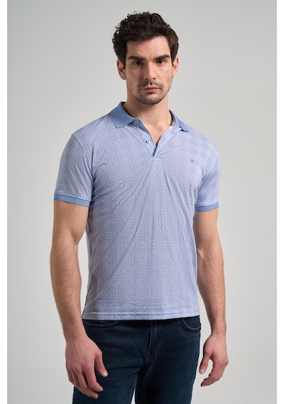 Mavi Kısa Kol Baskılı Pike Polo Yaka Cepsiz Esnek Casual Slim Fit Tişört 1011250150 Mavi