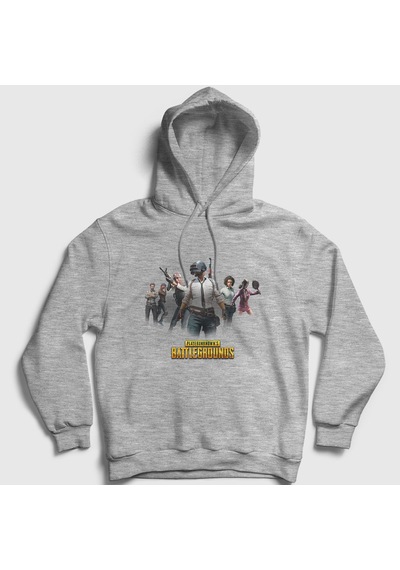 Presmono Unisex Team Pubg Kapüşonlu Sweatshirt Gri Melanj
